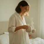 Mujer sujetándose el vientre en un momento de descanso