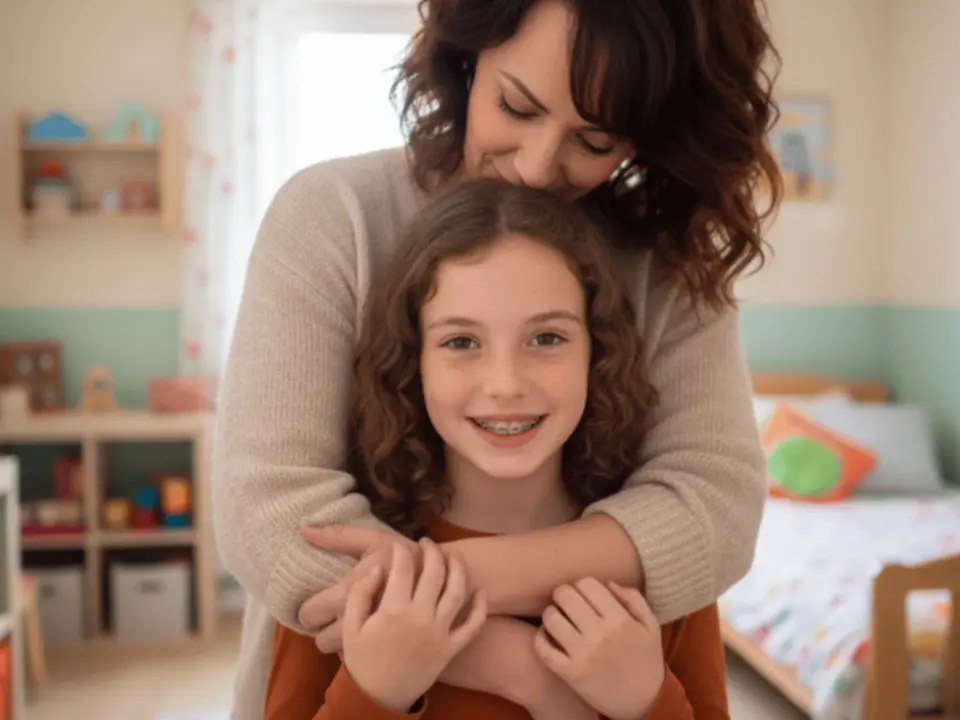 Frau in ruhigem Moment mit Blick auf einen Kalender