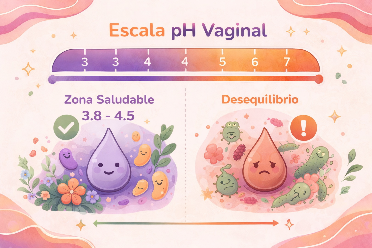 Escala pH vaginal: zona saludable 3.8-4.5