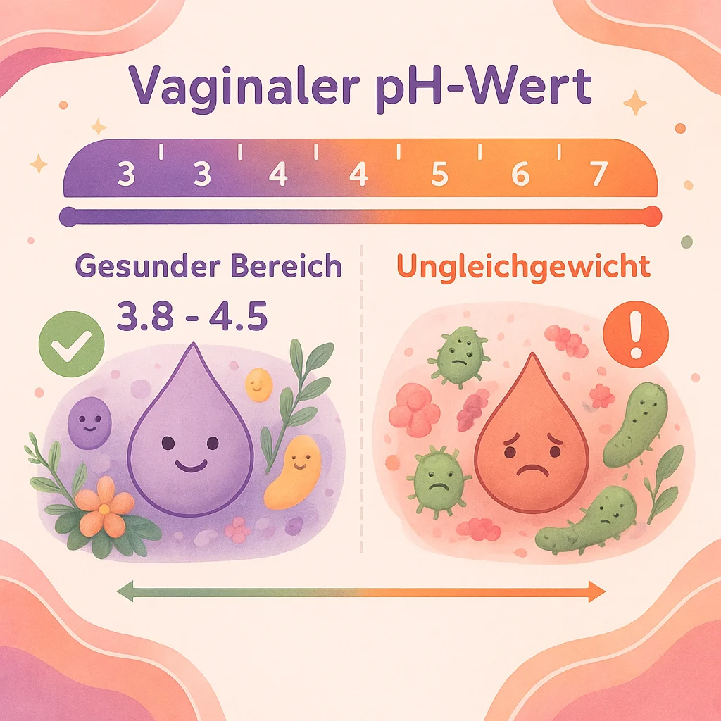 Infografik, die die pH-Skala von gesund bis zum Ungleichgewicht zeigt