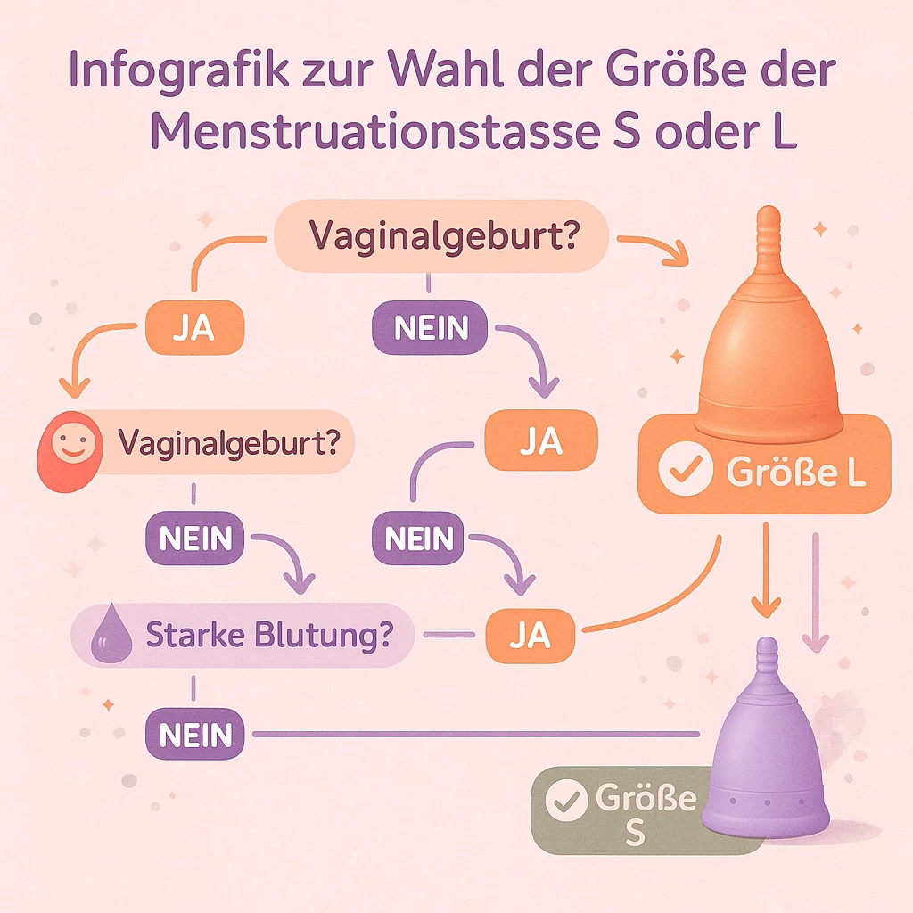 Infografik zur Wahl der richtigen Körbchengröße je nach Lebensphase