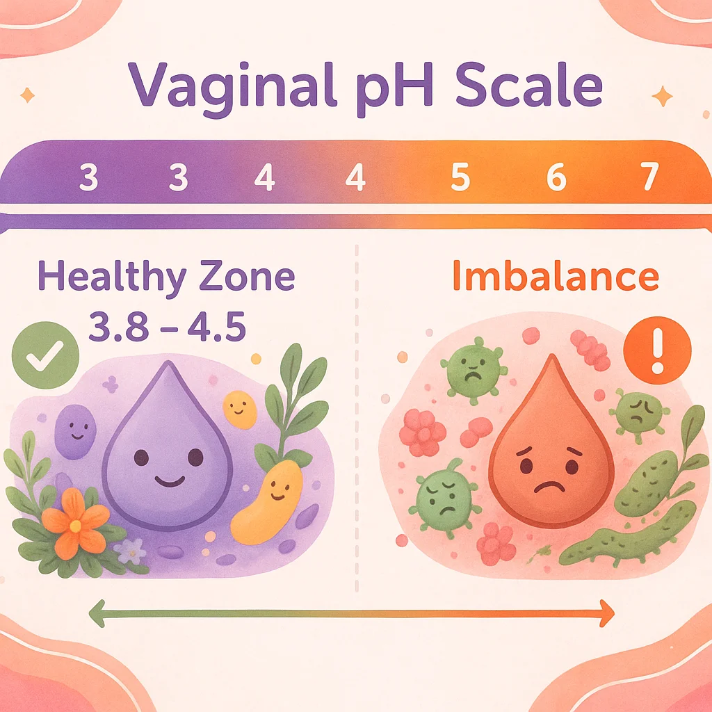 Infographic showing the pH scale from healthy to imbalance