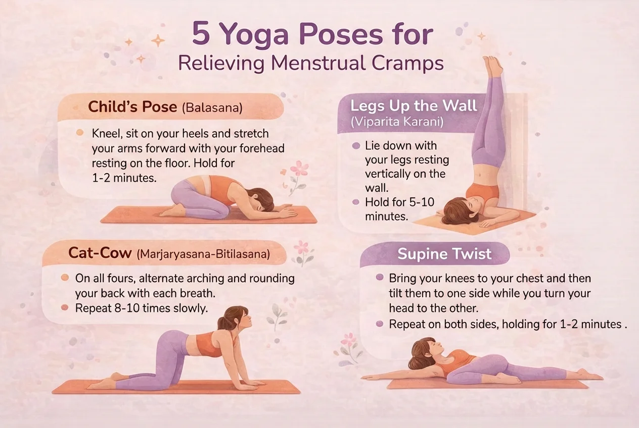 Infographic: 5 Yoga Poses That Help Relieve Menstrual Cramps