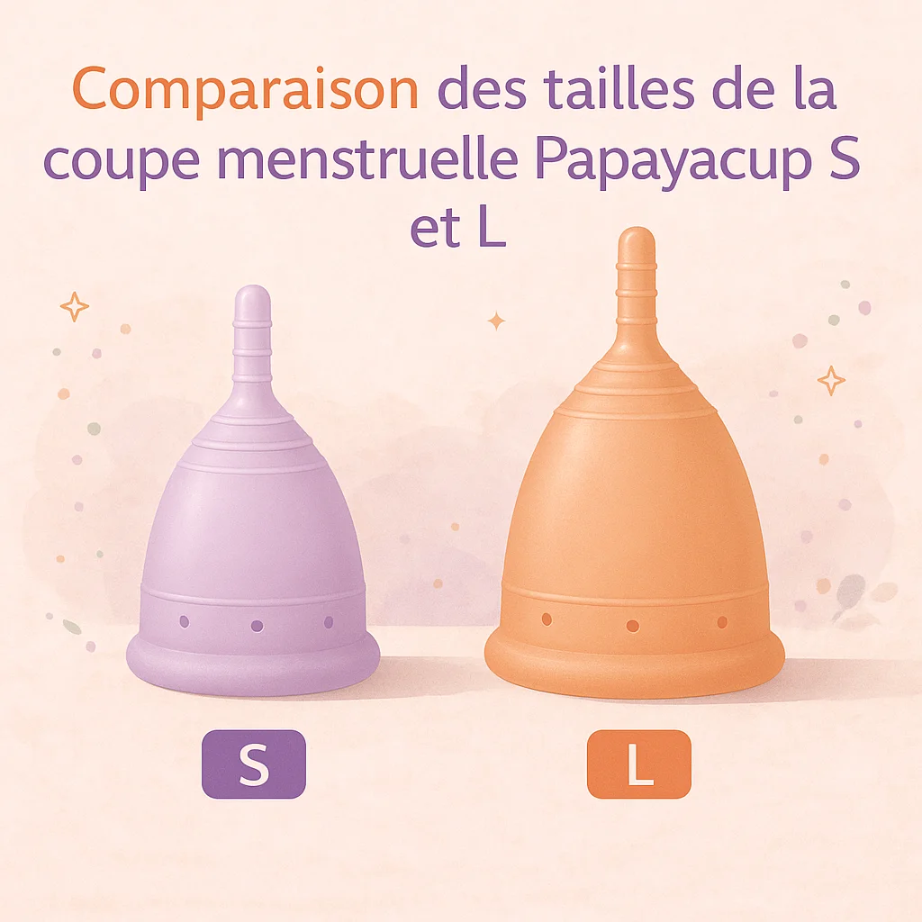 Infographie : comparatif des tailles de coupes menstruelles