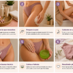 Guía visual para depilarse el vello púbico femenino en casa con pasos básicos, métodos de depilación y cuidados para evitar irritación y pelos enquistados.
