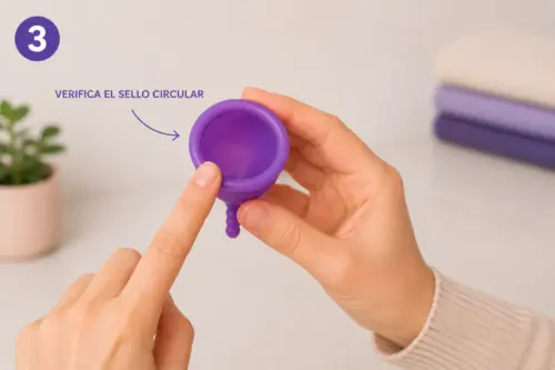paso 3 como saber si te has puesto bien la copa menstrual papayacup