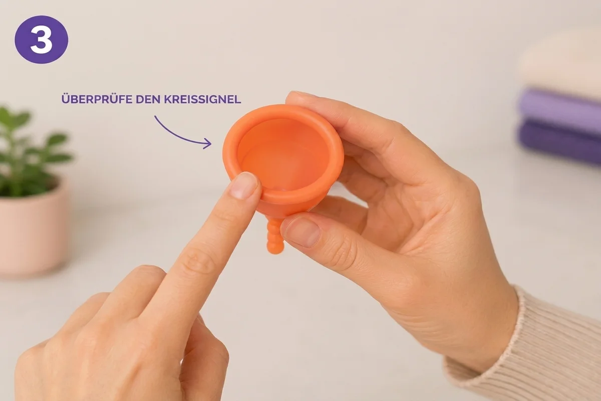 Schritt 3 wie man weiß, ob man die Menstruationstasse PapayaCup richtig eingesetzt hat