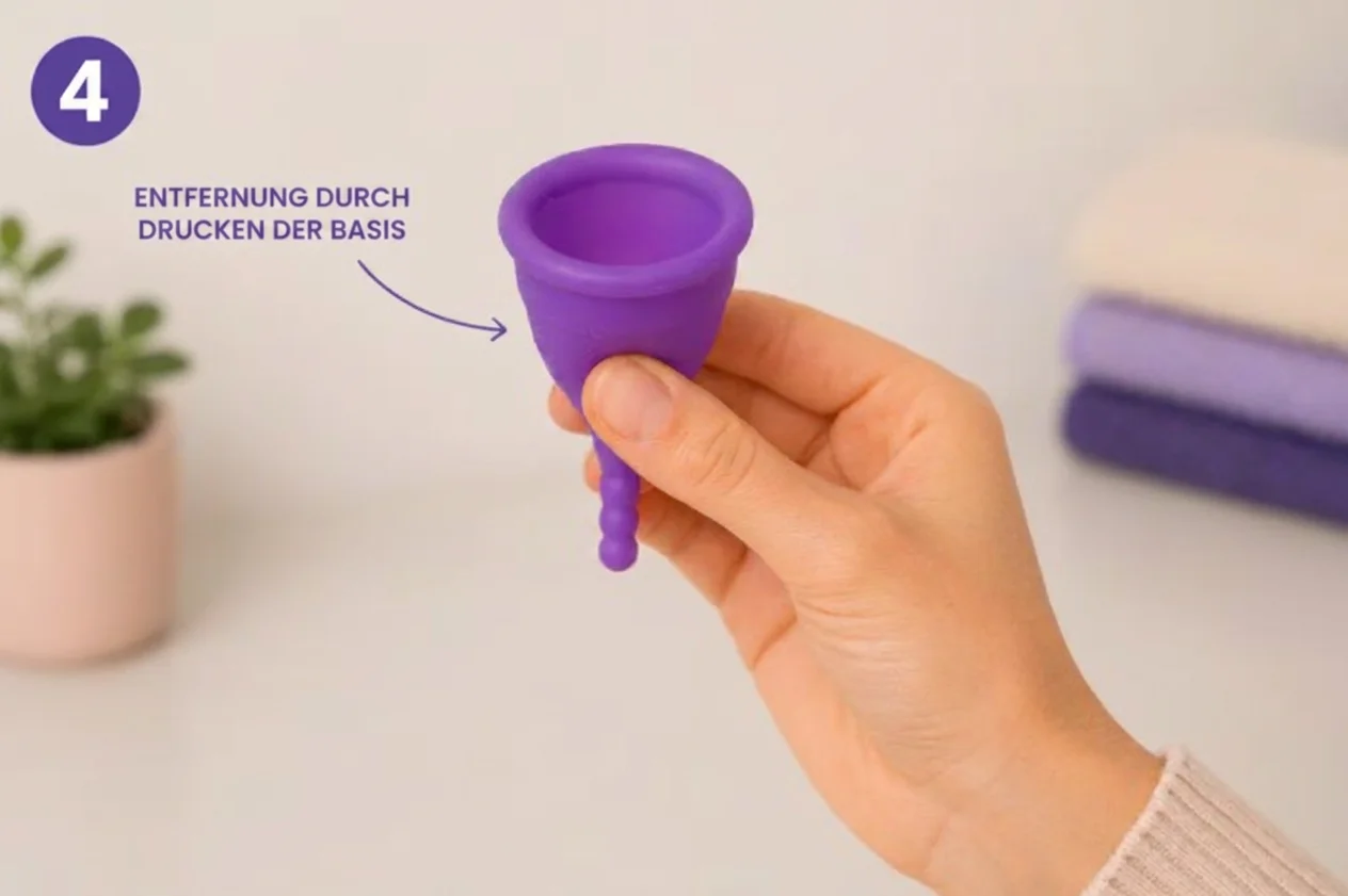 infografik wie man weiß, ob man die Menstruationstasse papayacup richtig eingesetzt hat