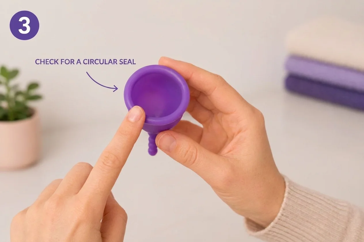step 3 how to know if you have placed the menstrual cup correctly papayacup