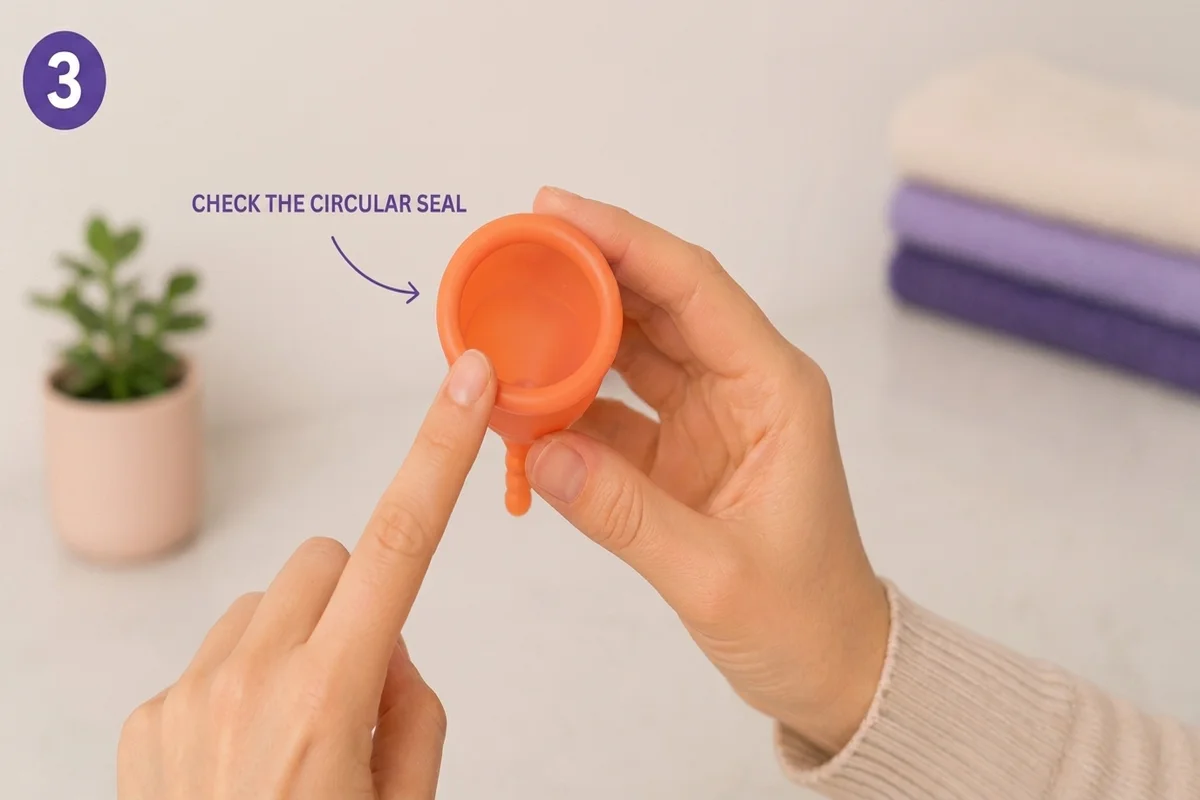 step 3 how to know if you have inserted the menstrual cup papayacup correctly