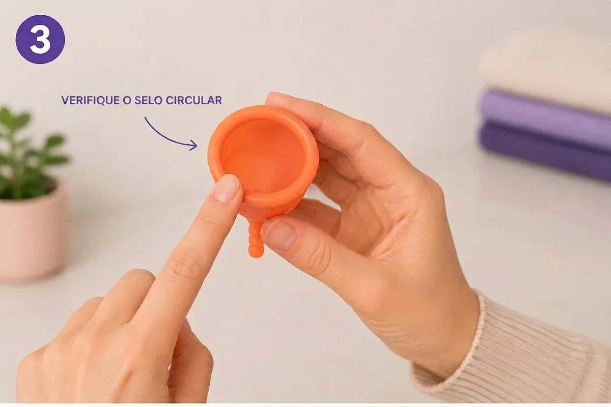 passo 3 como saber se você colocou bem o coletor menstrual papayacup