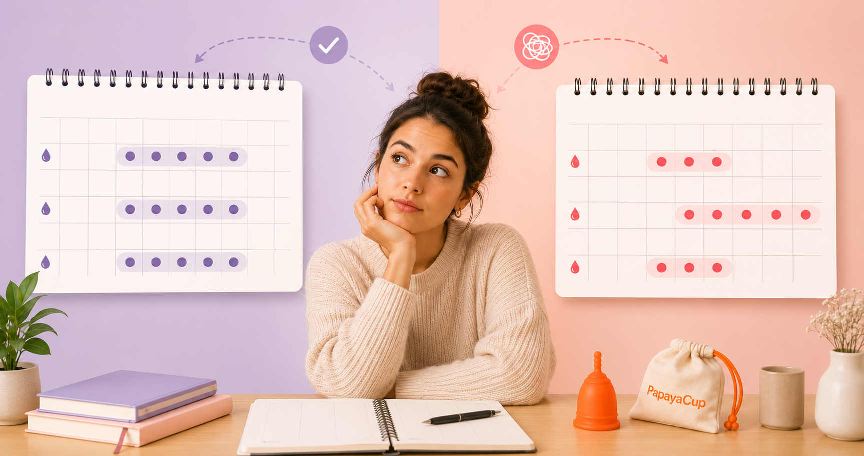 banner donde se muestran calendarios con periodos menstruales irreguklares