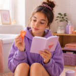 Banner donde aparece una chica joven virtgen aprendiendo a usar la copa menstrual de Papaya Cup