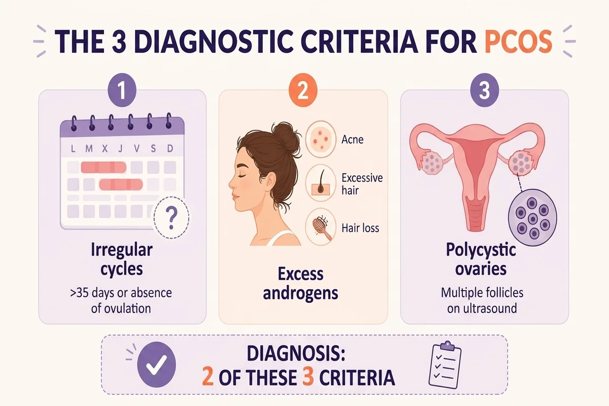 infographic about the criteria for diagnosing PCOS
