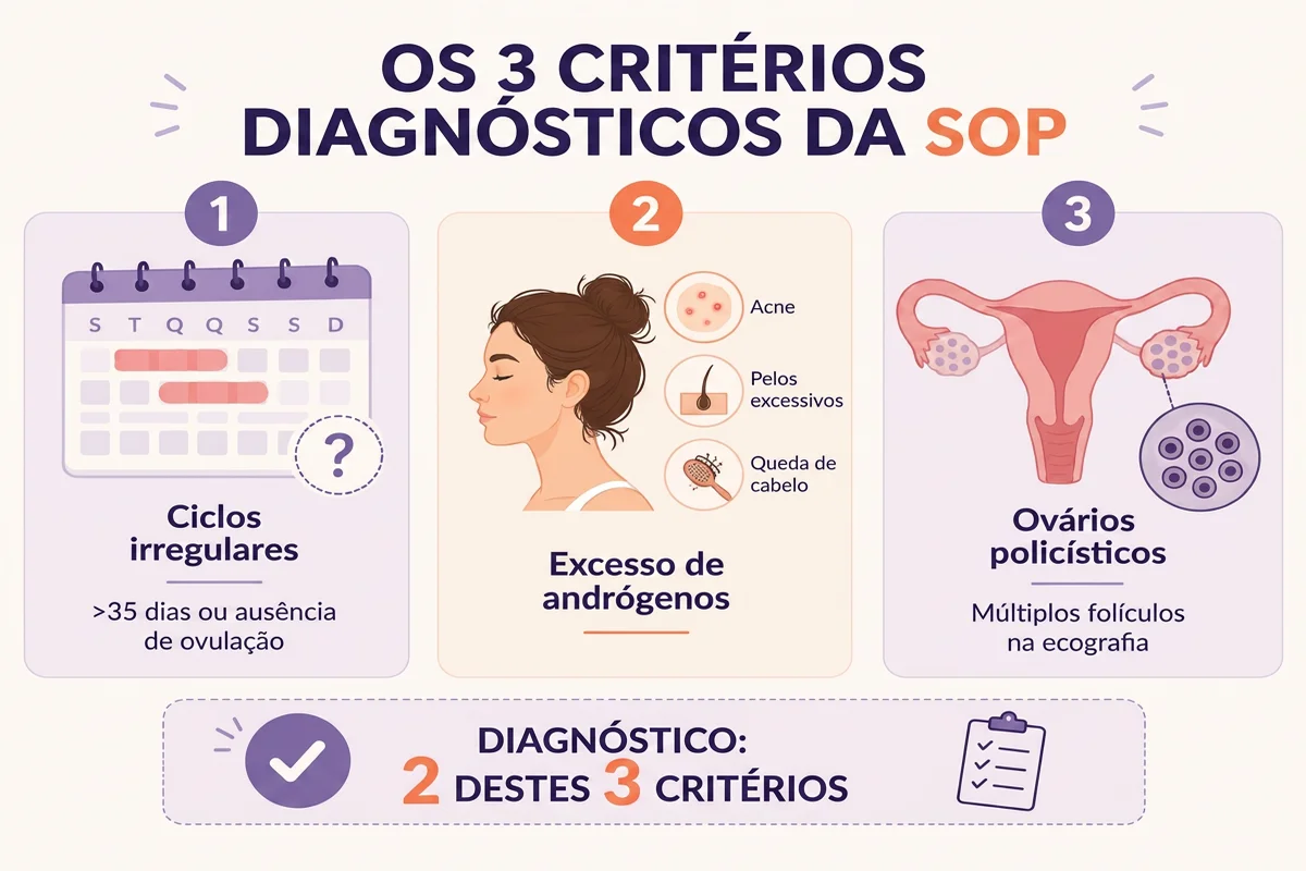 infografia sobre os critérios para diagnosticar SOP