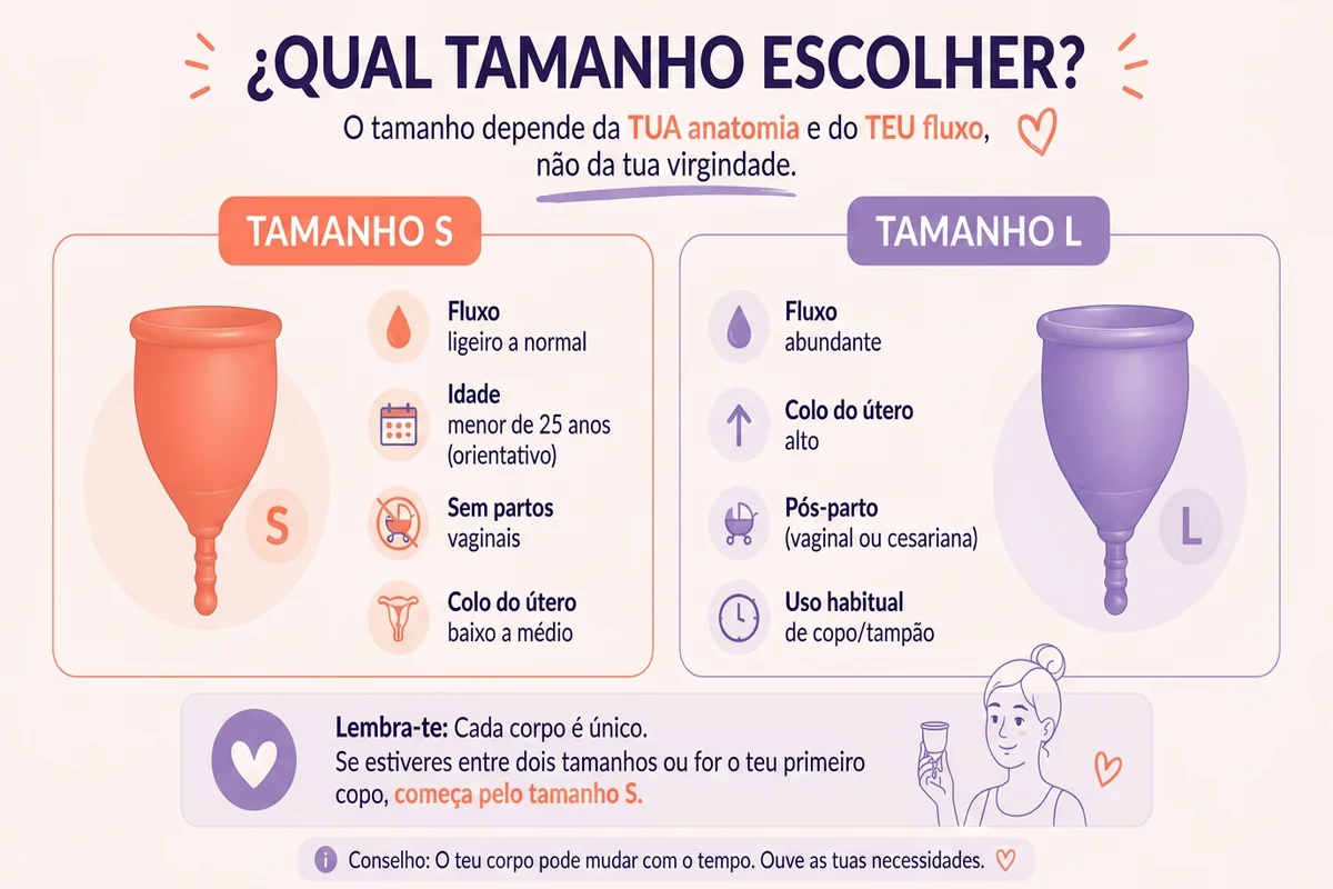 infografia onde se explica que talla elegir de la copa menstrual de papaya cup y sus argumentos