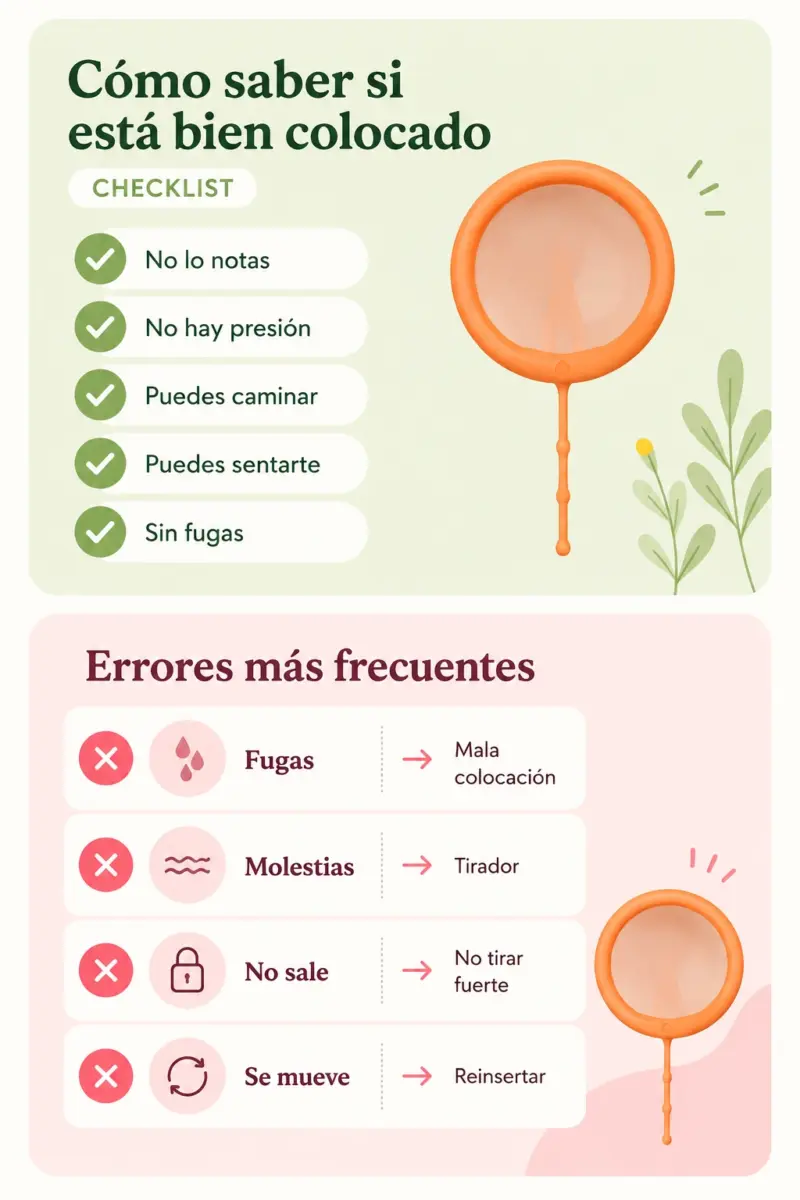 infografia qu eexplica como ponerse correctamente el disco menstrual de papayacup
