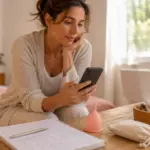 mujer viendo que no puede seguir usando la copa menstrual