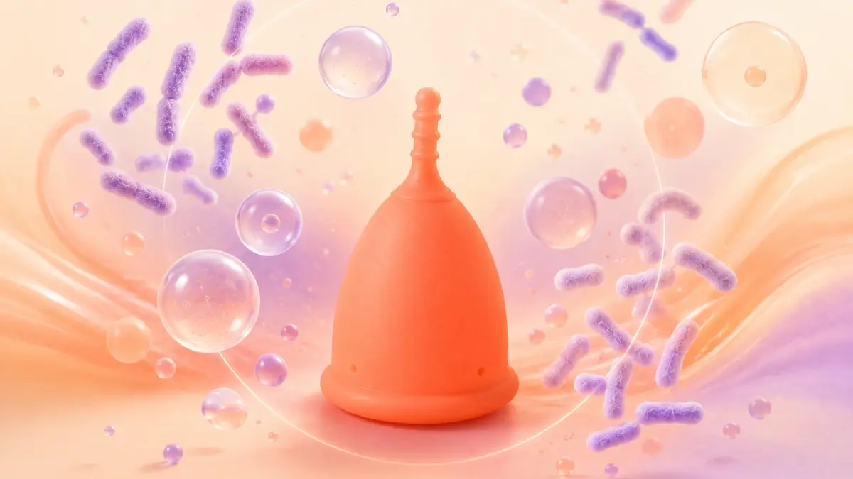 la copa menstrual y la flora vaginal ilustracion representativa