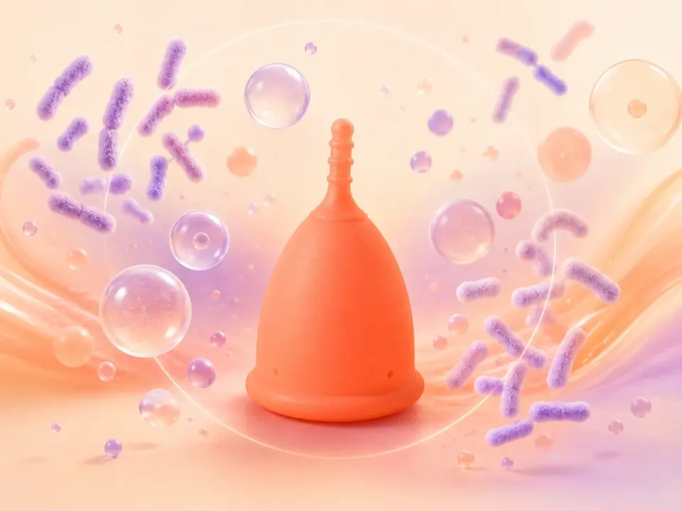la copa menstrual y la flora vaginal ilustracion representativa