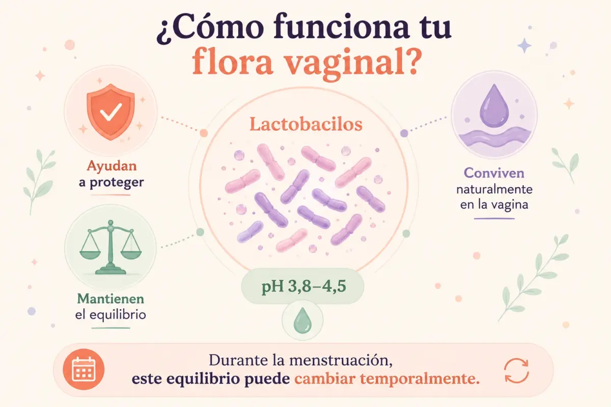 infografia sobre como funciona la flora vaginal