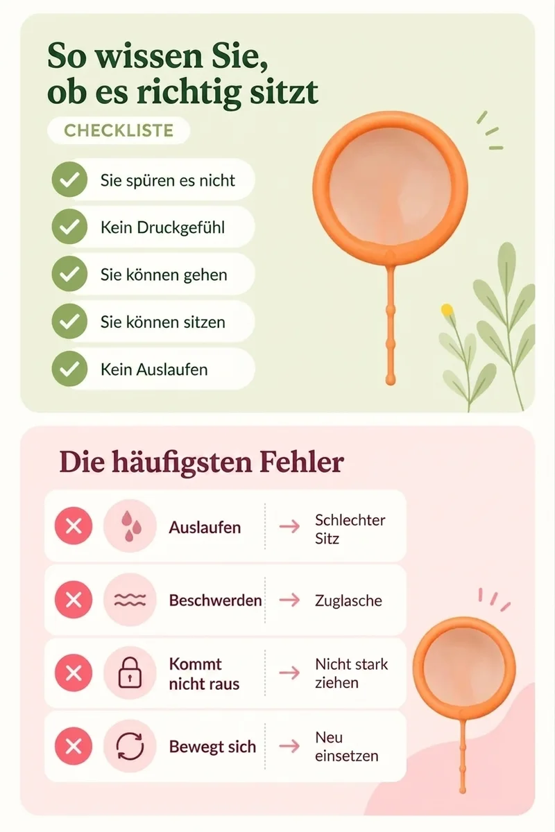 Infografik, die erklärt, wie man die Menstruationsscheibe von PapayaCup richtig einsetzt