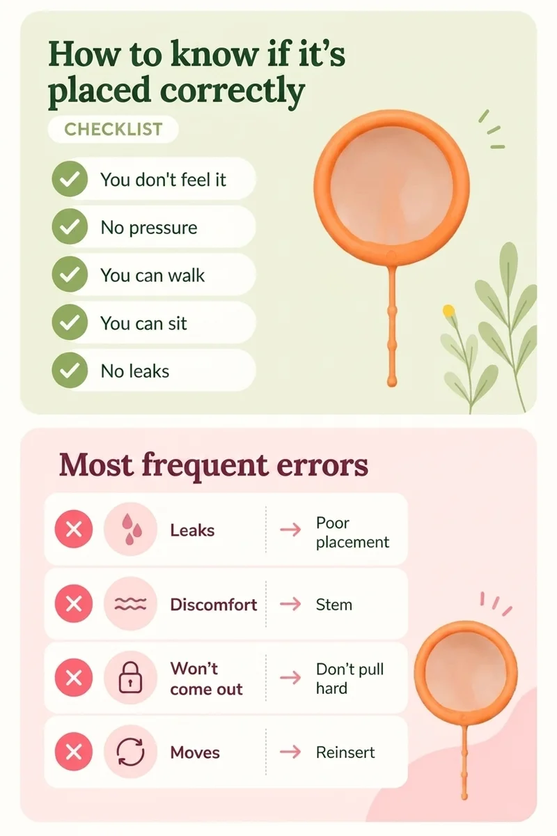 infographic explaining how to correctly insert the menstrual disc from PapayaCup