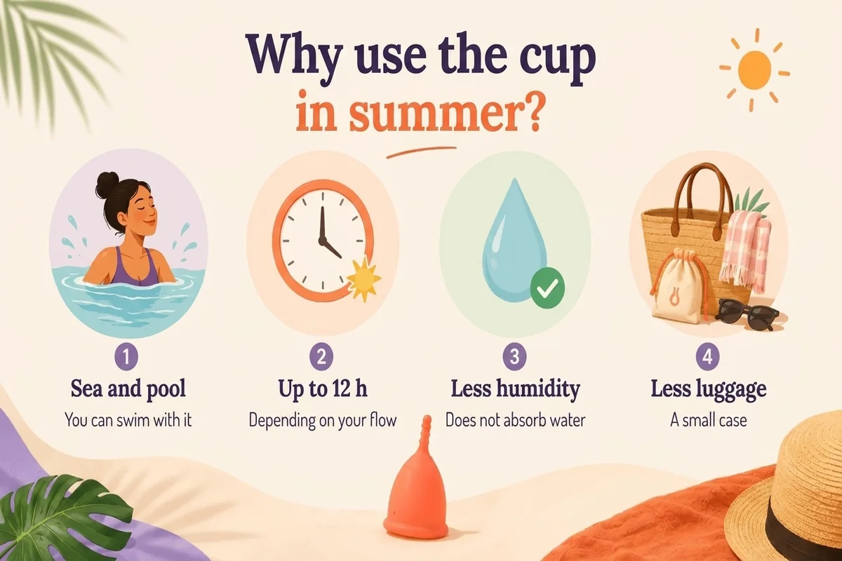 infographic on why to use the menstrual cup in summer