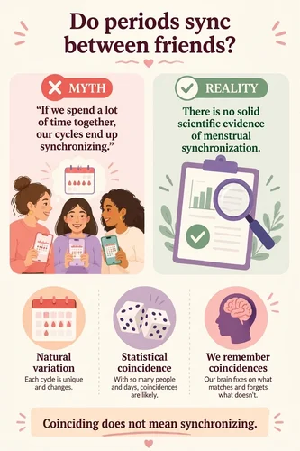 infographic explaining whether it is a myth or truth that periods synchronize among friends
