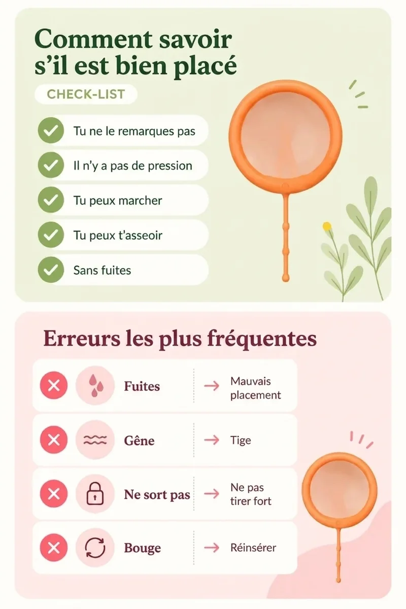 infographie qui explique comment mettre correctement le disque menstruel de papayacup