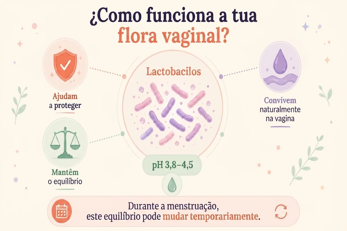 infográfico sobre como funciona a flora vaginal